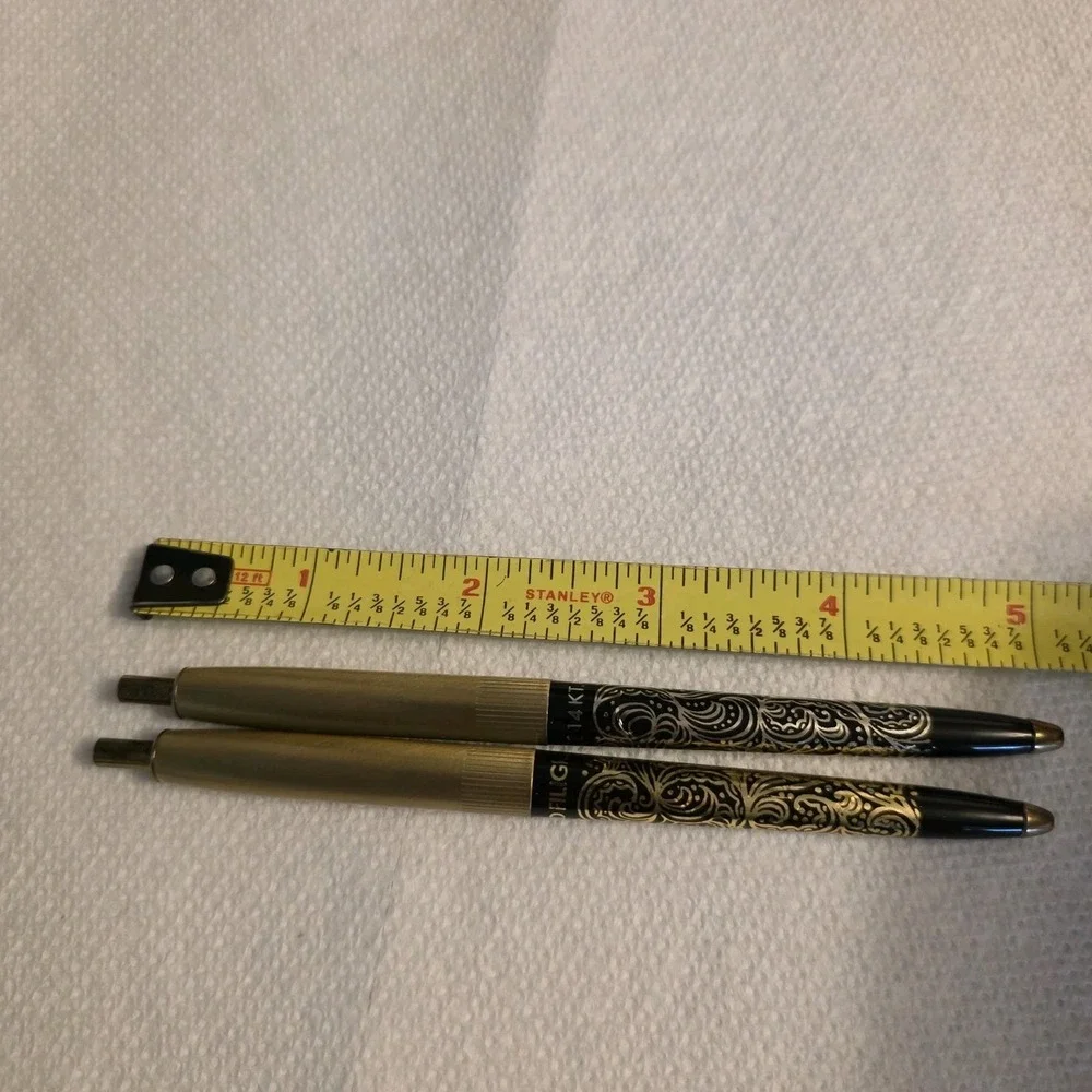 Vintage Chanel No 5 Arpege 14 KT Gold Filigree Perfumed Ballpoint Pen Set 2 Pc